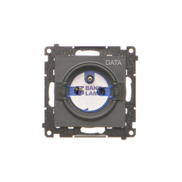 DATA single socket outlet with socket access element, module, 16A, quick connection, black matt image 1