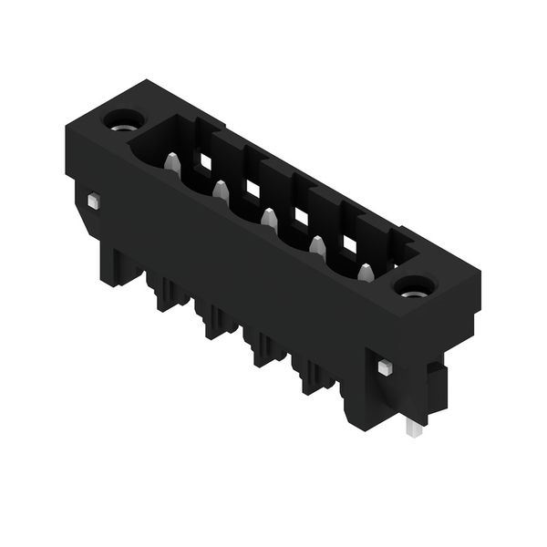 PCB plug-in connector, male header, Solder flange, THT/THR solder connection, 5.00 mm, Number of poles: 5, 180°, Solder pin length (l): 1.5 mm, tinned, black, Tape image 6