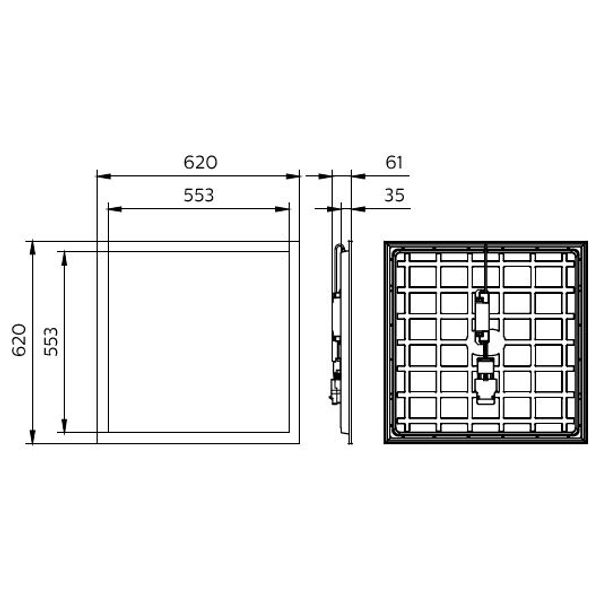 CoreLine Panel G6, All-in, 31 W, 22 W, 625x625 mm, VPC, 2900 lm, 3100 lm, 3350 lm, 3600 lm, 4000 lm, 4300 lm, 3000 K, 3500 K, 4000 K, DALI image 2