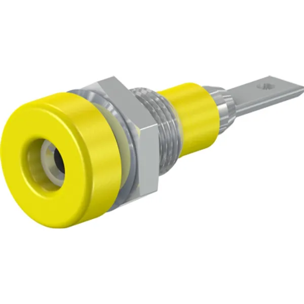 2 mm socket, flat plug connection, mounting Ø 6.4 mm, yellow, 23.0030-24 image 1