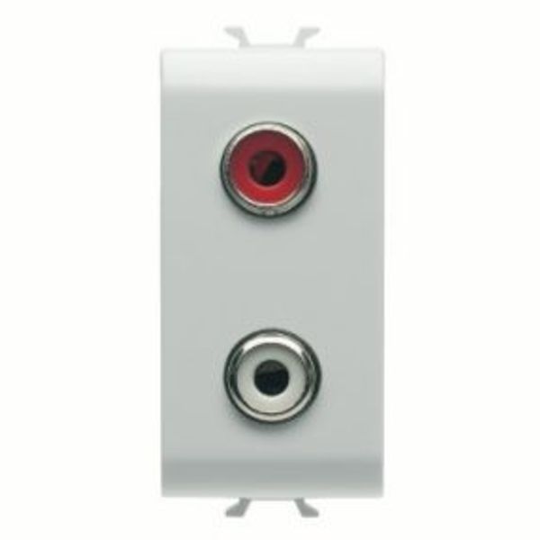 AUDIO AND VIDEO SOCKET -  DOUBLE RCA - 1 MODULE - SATIN WHITE - CHORUSMART image 1