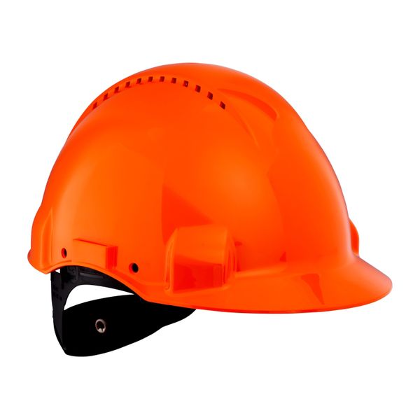 3M™ Hard Hat, Uvicator, Ratchet, Ventilated, Plastic Sweatband, Orange image 3