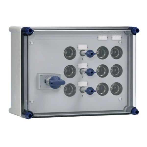 Light+power distribution enclosure 63A 4p 3xDII-2xDII+busbar image 1
