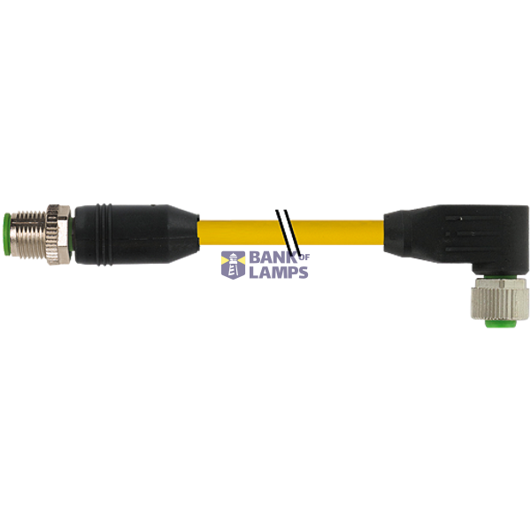 M12 male 0° / M12 female 90° A-cod. TPE 5x18AWG ye ITC/PLTC 0.3m image 2