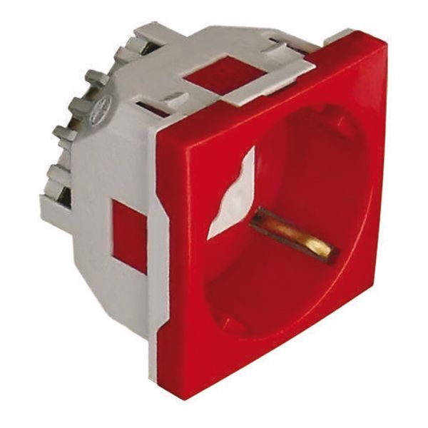 EARTH SOCKET (SCHUKO) W/BLOCKAGE - 2 MOD RED image 1