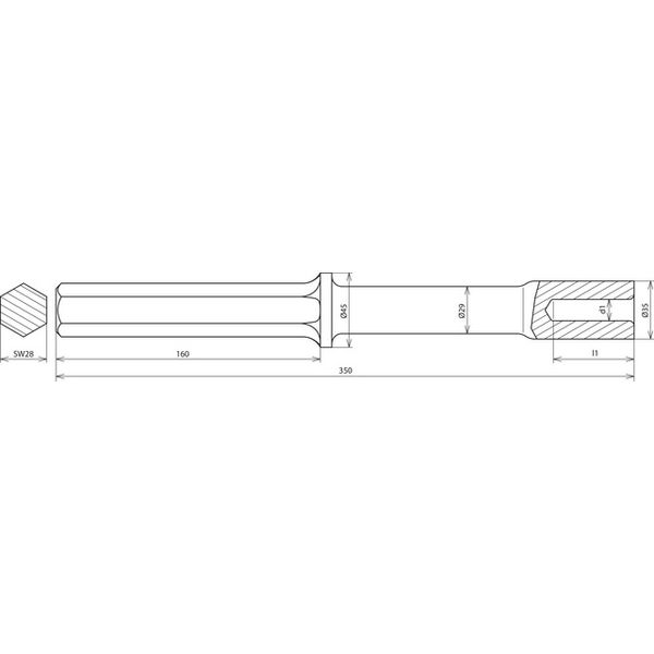 Hammer insert for earth rods D 25mm L 350mm,Atlas Copco hexag. A/F 28x image 2