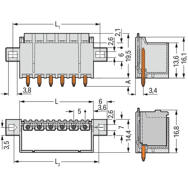THR male header 1.4 mm Ø solder pin straight light gray image 3