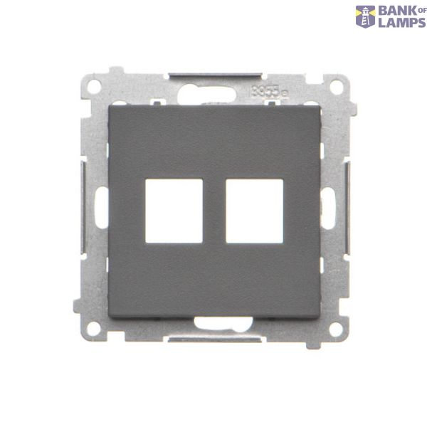 Double Keystone flat IT/telephone socket cover, graphite mat image 1