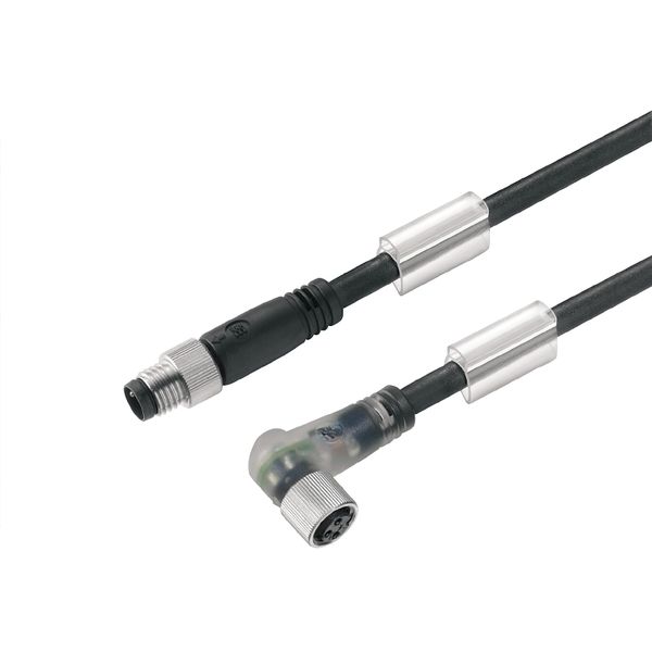 Sensor/actuator line, Connecting line, M8 / M8, Number of poles : 3, 0.3 m, pin, straight - socket, 90&deg;, Shielded: No, LED: Yes, Sheath material: PUR, Halogen: No image 2