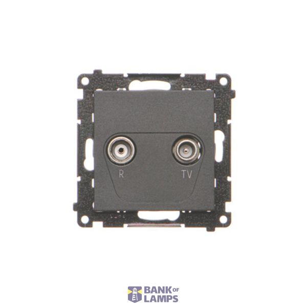 RTV final aerial socket for pass-through socket, module, black matt image 1