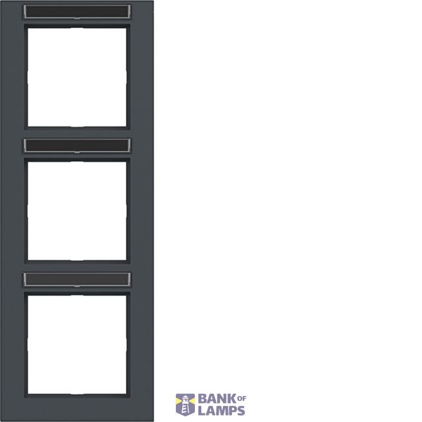 Cover frame 3-way vertical, text field, A.1, anthracite image 1