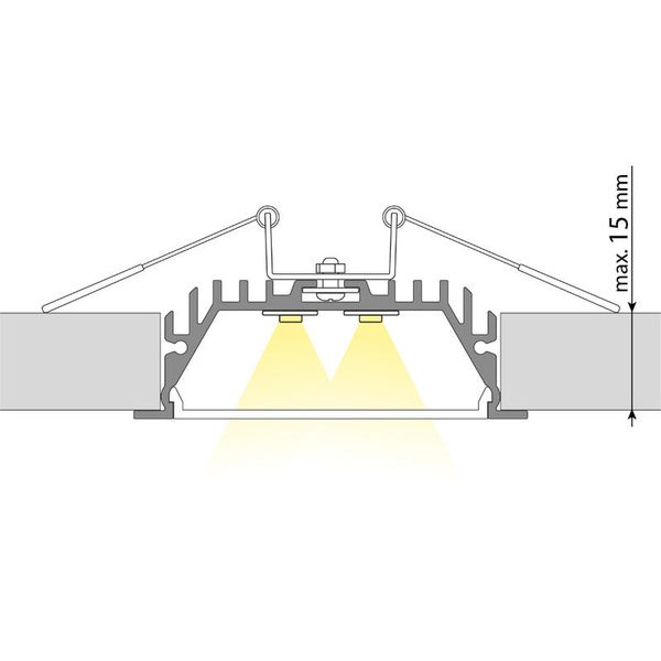 Built-in aluminum profile AH for plasterboard, 58x20mm, Whitey diffusion, 2m image 1