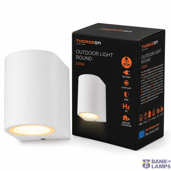 Outdoor Wall Light without Light Source 1xGU10 IP65 Round Matt White THORGEON image 1