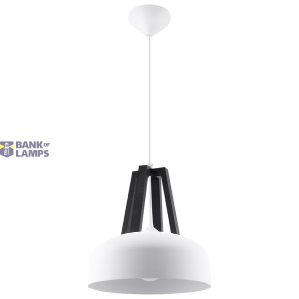 HANGING LAMP CASCO WHITE/BLACK E27 1X60W IP20 image 2