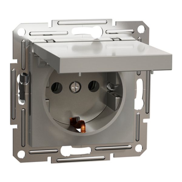 Socket Outlet Asfora 16A Side Earth With Lid Bronze image 1