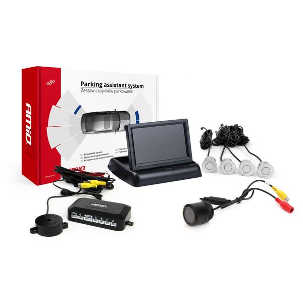 Parking assistant system TFT02 4,3" with HD-301-IR 4 sensors silver image 1