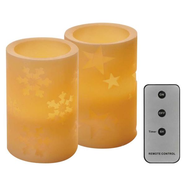 LED decoration – 2x wax candle, 12.5 cm, 2x AA, controller, timer image 1