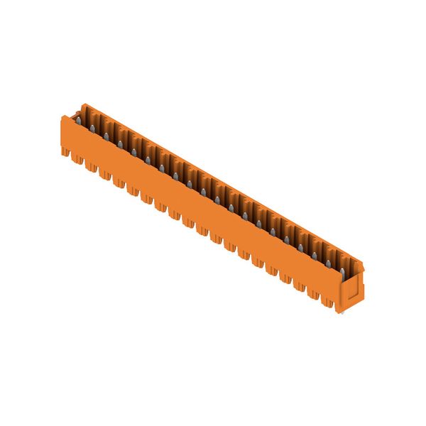 PCB plug-in connector, male header, Dovetails for fixing blocks, THT solder connection, 5.08 mm, Number of poles: 20, 180°, Solder pin length (l): 3.2 mm, tinned, orange, Box image 2