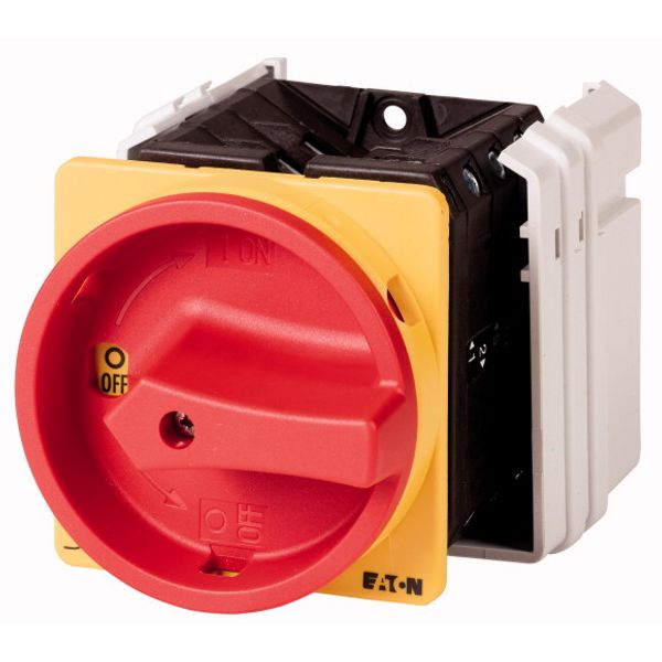T5-4-8344/EA/SVB Main switch, T5, 100 A, flush mounting, 4 contact unit(s), 8-pole, Emergency switching off function, With red rotary handle and yellow locking ring, L image 1