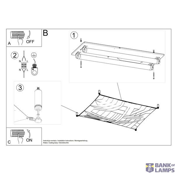 CEILING LAMP LUNA 1 WHITE G13 2X9W IP20 image 7