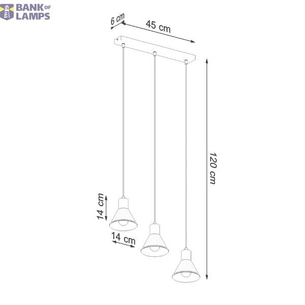 HANGING LAMP TALEJA 3 BLACK E27 3X60W IP20 image 5