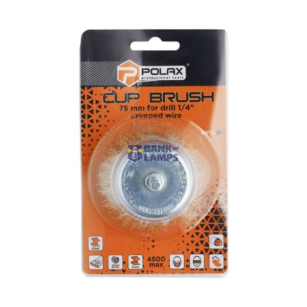 Cup brush for drill  1/4",75mm (crimped wire) image 2