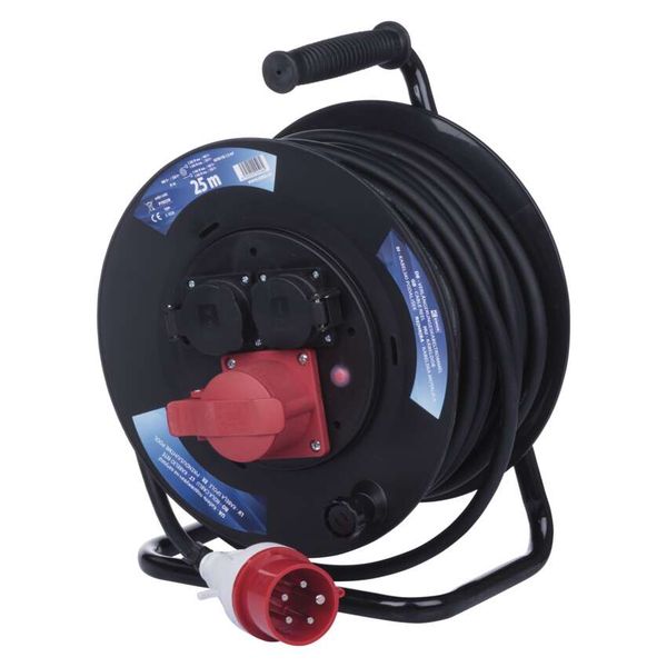 Rubber Extension Cord Reel – 3 sockets, 25m, 1,5mm2 image 1