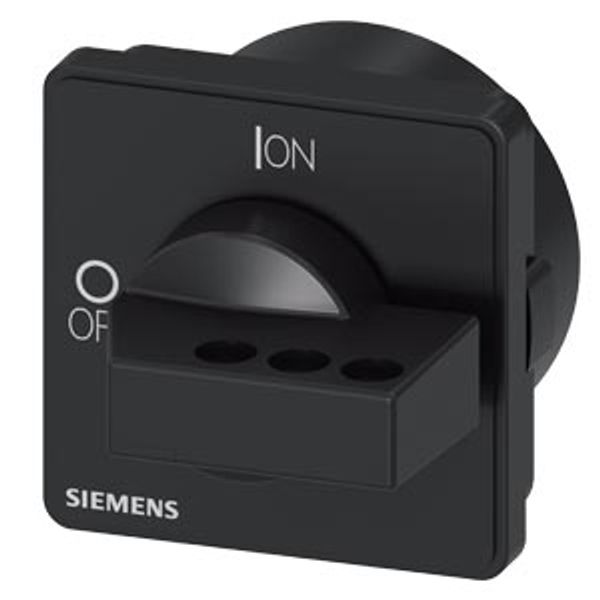 rotary operating mechanism, actuating lever black, defeatable, 66x66 mm, lockable in 0-position, for four-hole front image 1