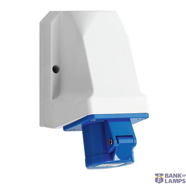 CEE wall socket, IP44, 16A, 5-pole, 230V, 9h, blue image 1