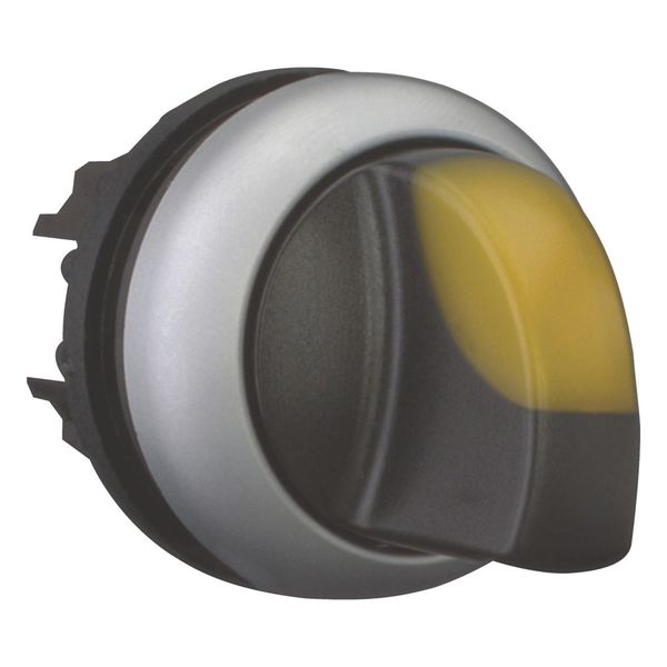 M22-WRLK3-Y Illuminated selector switch actuator, RMQ-Titan, With thumb-grip, maintained, 3 positions, yellow, Bezel: titanium image 5