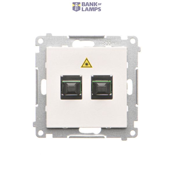 Double fiber optic sockets, white matt image 1
