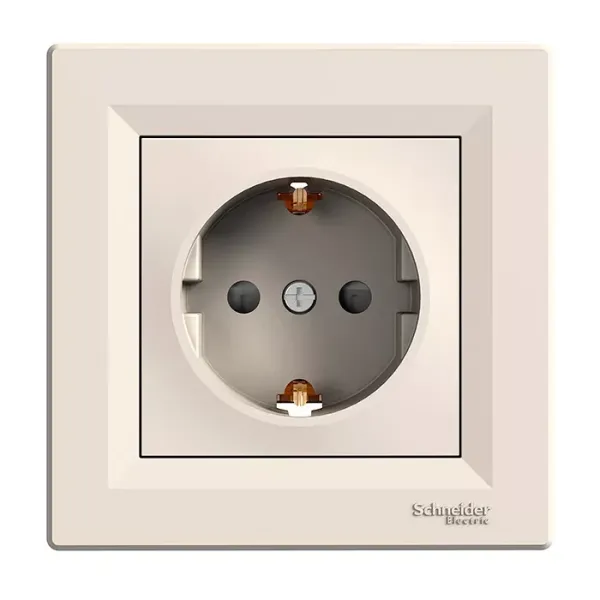Asfora - single socket outlet with side earth - 16A shutters cream image 1