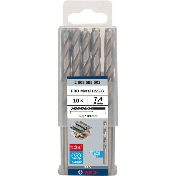 Metal drill bits HSS-G, DIN 338 7,4 x 69 x 109 mm 10 pcs. image 1