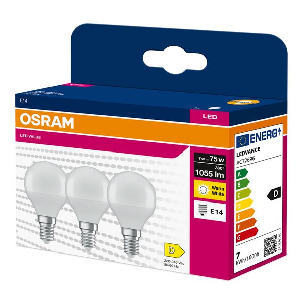 VALUECLP75 7W/830 230VFR E14 FS3 OSRAM image 2