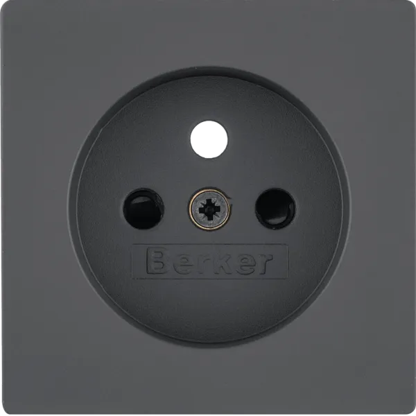 Center piece for socket with grounding pin with touch protection, Berker Q.x, anthracite velvet image 1