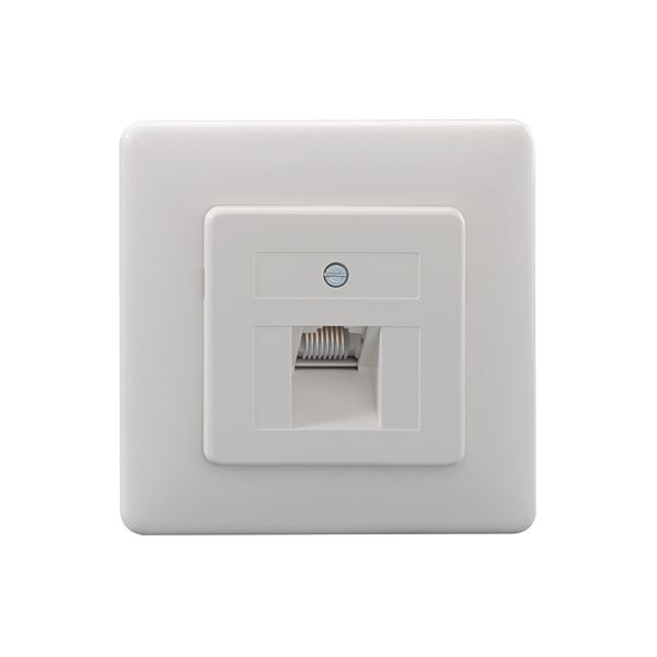 1-fach UAE-Steckdose, reinweiß (ähnlich RAL 9010), mit Metalltragring, mit Spreizkrallen, mit Zentralstück image 1