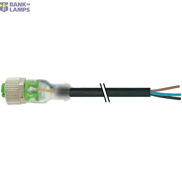 M12 female 0° A-cod. with cable LED PUR 4x0.34 bk UL/CSA+robot+drag ch image 2