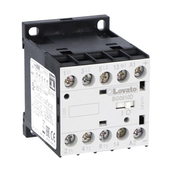 Three-pole contactor, IEC operating current Ie (AC3) = 9A, DC coil, 60VDC, 1NO auxiliary contact image 1