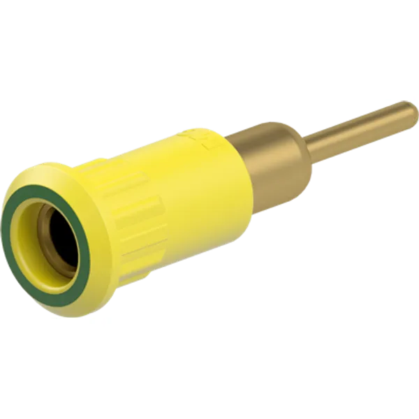 4 mm socket, round plug connection, mounting Ø 8.2 mm, yellow/green, 64.3012-20 image 1