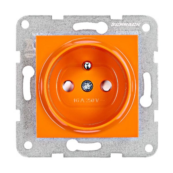 Pin socket outlet with safety shutter, screw clamps, orange image 1