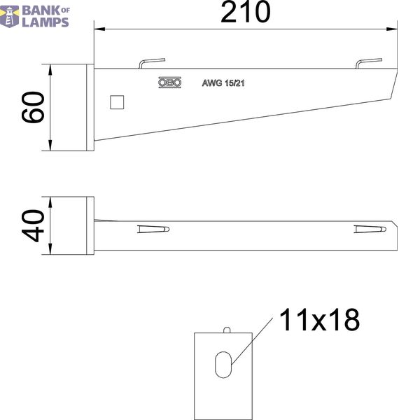 Wall and support bracket for mesh cable tray B210mm Stainless steel A4 image 2