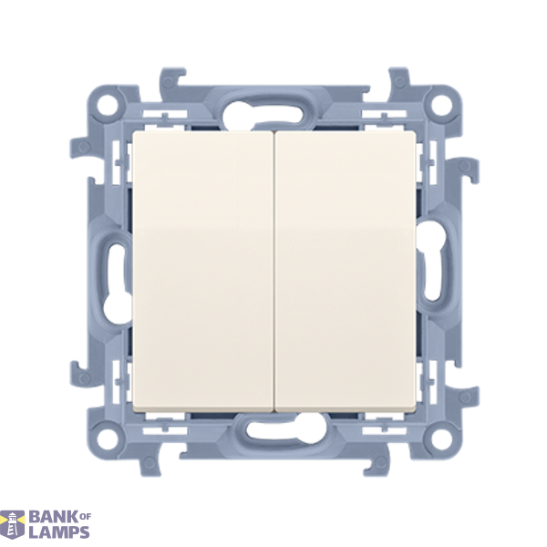 Double two-way switch without pictogram, 10AX, cream white/electro white image 1