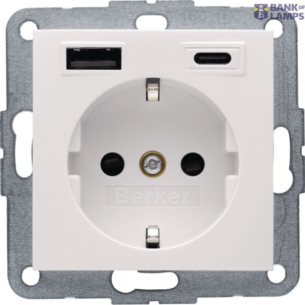 WCD RA, USB A + USB C (PD), berker S.1 wit glanzend image 1