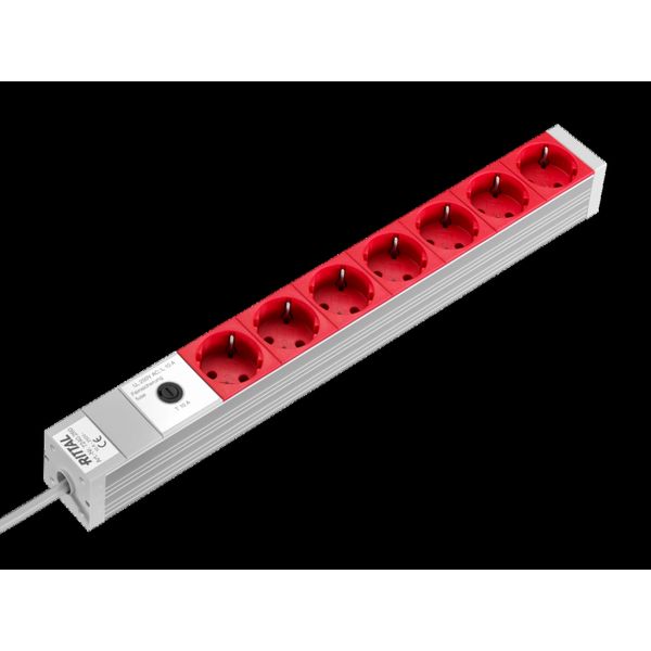 DK Socket strip, CEE 7/3 (type F), 7-way, 250 V, 10 A, LHD: 482,6x44x44 mm image 2