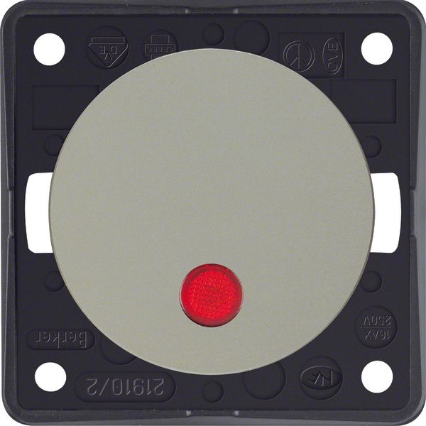 Ctrl on/off sw 2p impr "0", red lens, Integro - Design Flow/Pure, chr  image 1