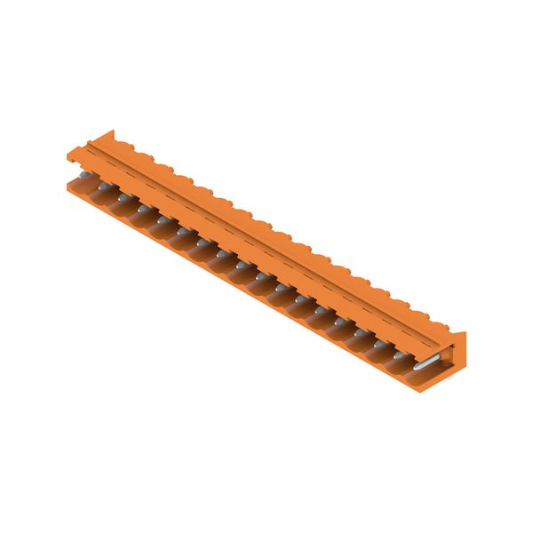 PCB plug-in connector, male header, open side, THT solder connection, 5.08 mm, Number of poles: 18, 90°, Solder pin length (l): 3.2 mm, tinned, orange, Box image 4