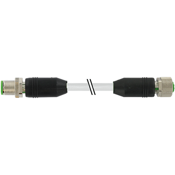 M12 male 0° / M12 female 0° A-cod. shielded PVC (6x(2x0.14))C gy 10m image 1