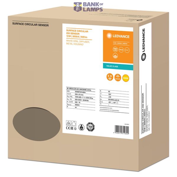 SURFACE CIRCULAR 250 SENSOR 13 W 3000 K IP44 WT image 2