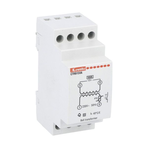 Modular transformer for 15VA bell, 230VAC, 12VAC image 1