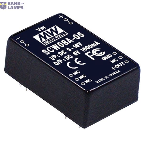 SCW08A-05 DC/DC converter 9-18V: +5V 1600mA 8W, MEAN WELL image 1